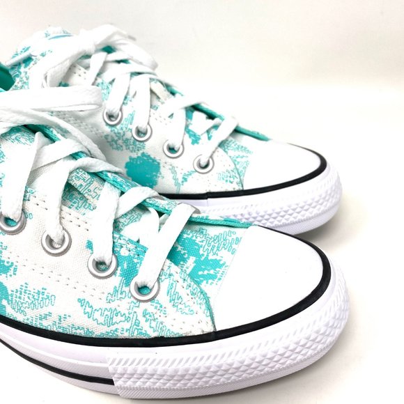 Converse Women's Size 571388F CTAS OX ELECTRIC AQUA WHITE Canvas Low Top Sneaker - Picture 2 of 8